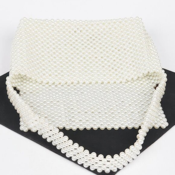 Hand Made Faux Pearl Bead Flap Shoulder Bag - Picture 3 of 4